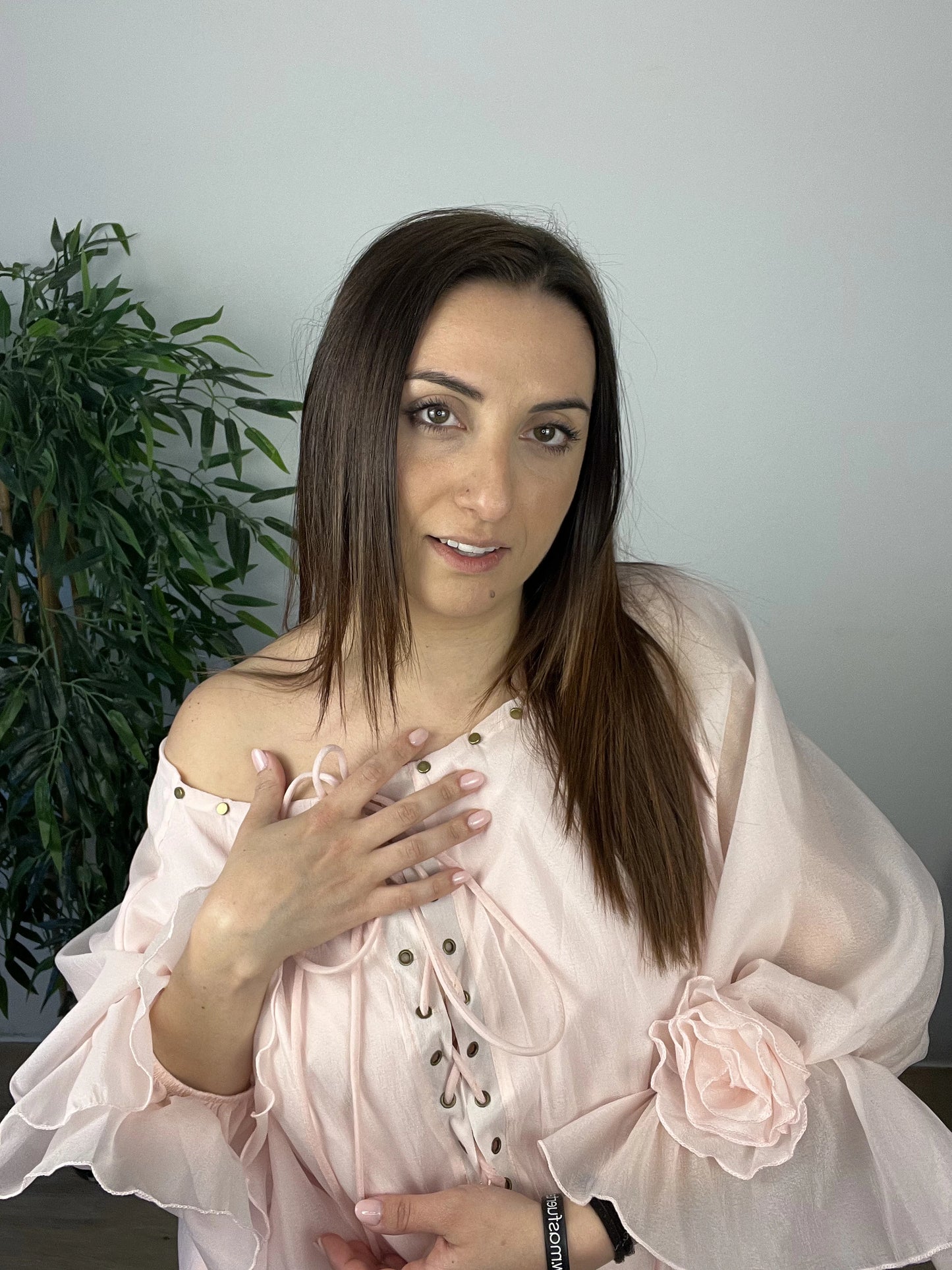 Abito Romantico in Chiffon - Rosa Cipria