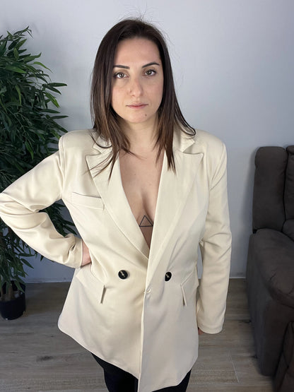 Blazer Donna Doppio Petto Oversize - Beige